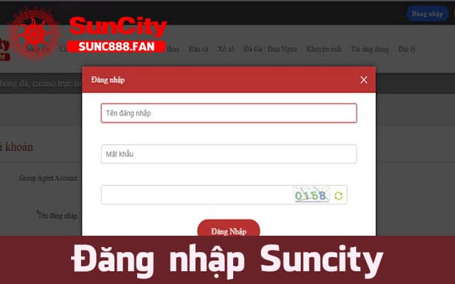Biểu mẫu đăng nhập Suncity cho người chơi